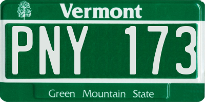 VT license plate PNY173