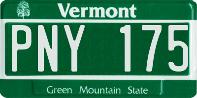 VT license plate PNY175