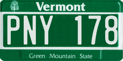VT license plate PNY178
