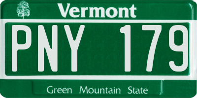 VT license plate PNY179