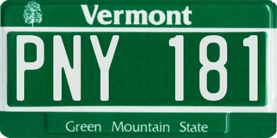 VT license plate PNY181