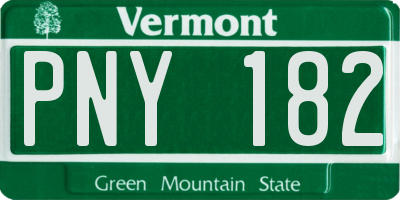 VT license plate PNY182