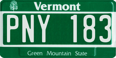 VT license plate PNY183