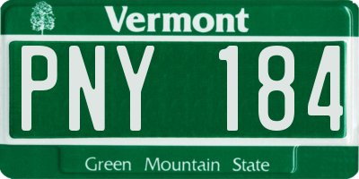 VT license plate PNY184