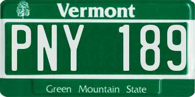 VT license plate PNY189