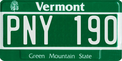 VT license plate PNY190
