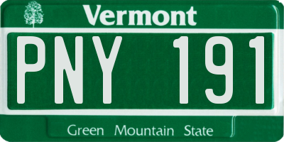 VT license plate PNY191