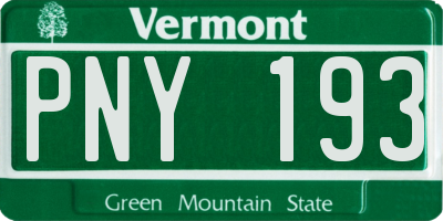 VT license plate PNY193