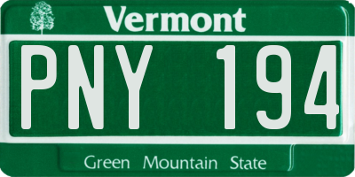 VT license plate PNY194