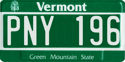 VT license plate PNY196