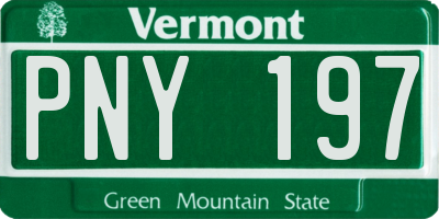 VT license plate PNY197