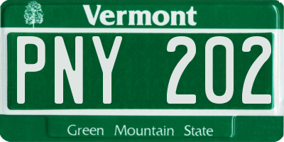 VT license plate PNY202