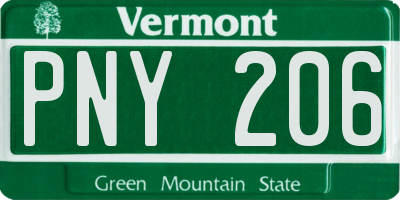 VT license plate PNY206