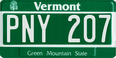 VT license plate PNY207