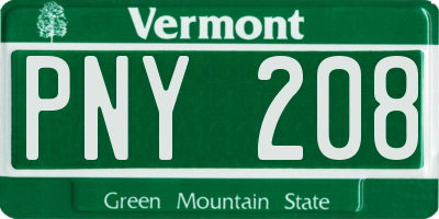 VT license plate PNY208