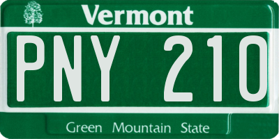 VT license plate PNY210