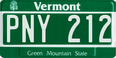VT license plate PNY212