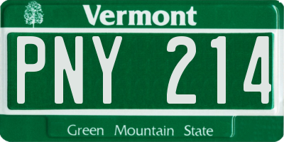 VT license plate PNY214