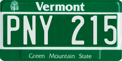 VT license plate PNY215