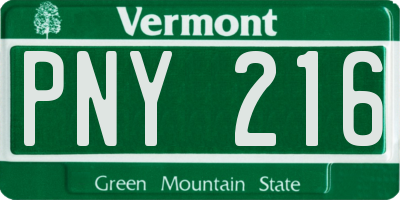 VT license plate PNY216