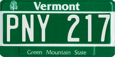 VT license plate PNY217