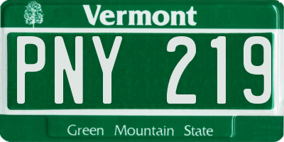 VT license plate PNY219