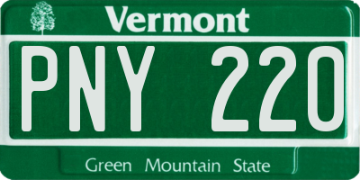 VT license plate PNY220