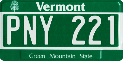 VT license plate PNY221
