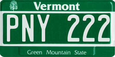 VT license plate PNY222