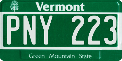 VT license plate PNY223