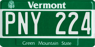 VT license plate PNY224