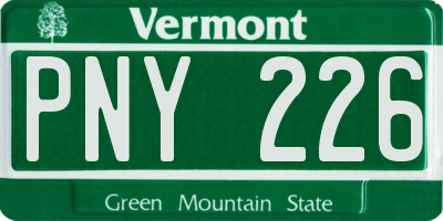 VT license plate PNY226