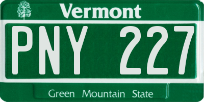 VT license plate PNY227