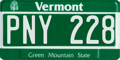 VT license plate PNY228