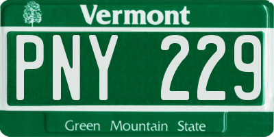 VT license plate PNY229