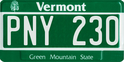 VT license plate PNY230