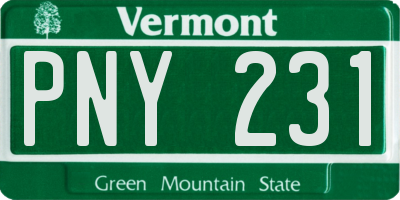 VT license plate PNY231