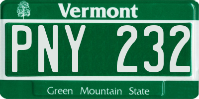 VT license plate PNY232