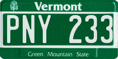 VT license plate PNY233