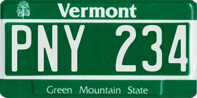VT license plate PNY234