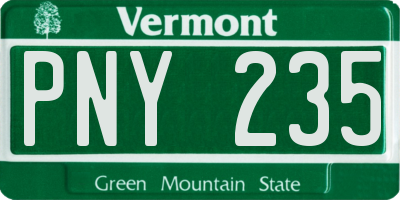 VT license plate PNY235