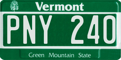 VT license plate PNY240