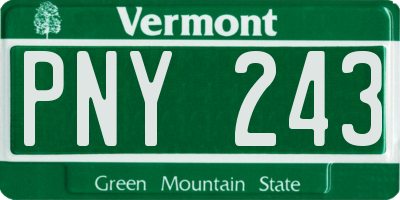 VT license plate PNY243