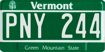 VT license plate PNY244