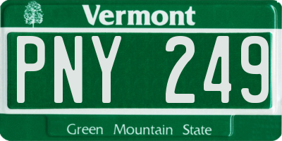 VT license plate PNY249