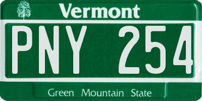 VT license plate PNY254