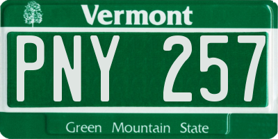 VT license plate PNY257