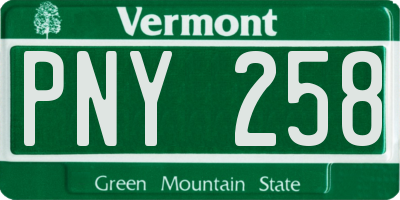 VT license plate PNY258