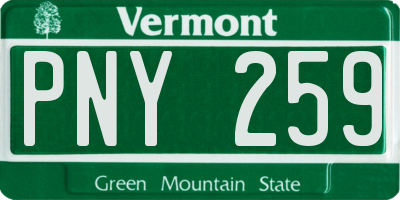 VT license plate PNY259
