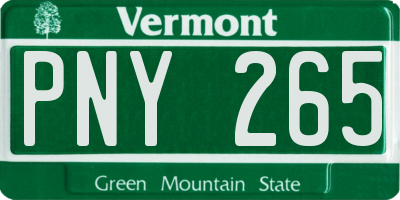 VT license plate PNY265